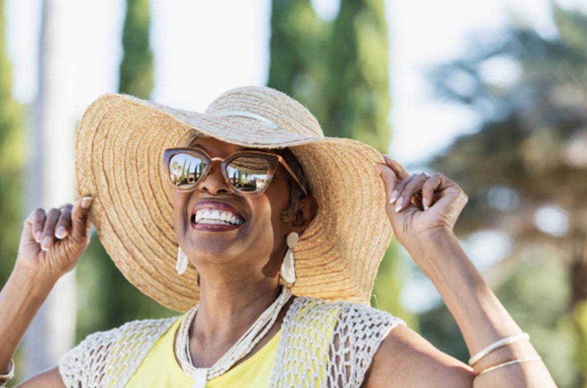 senior woman enjoying her active lifestyle at a retirement community